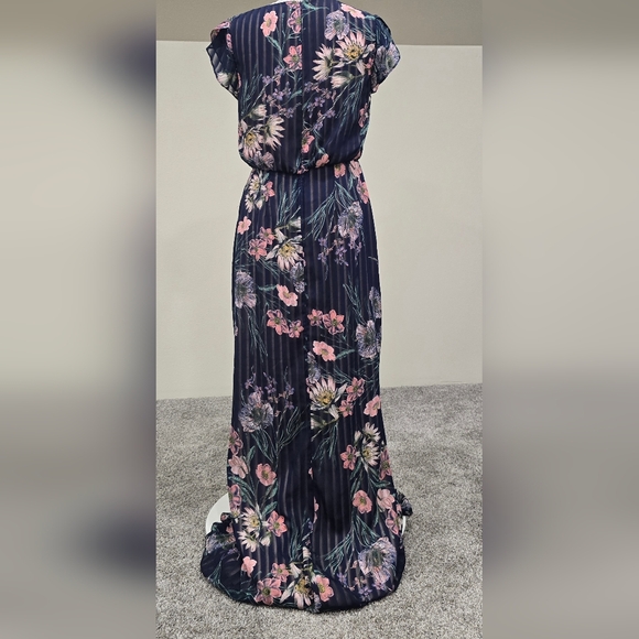 Kay Unger Ricarda Navy Floral Maxi Dress Sz 8 - Picture 8 of 15